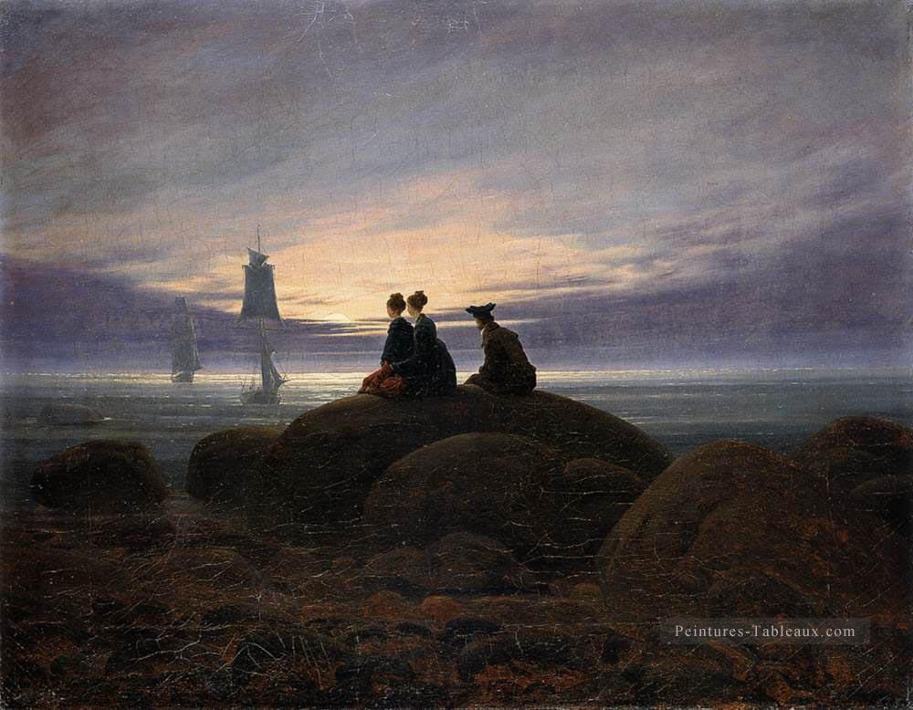 Lever de soleil au bord de la mer 1822 romantique Caspar David Friedrich Peintures à l'huile